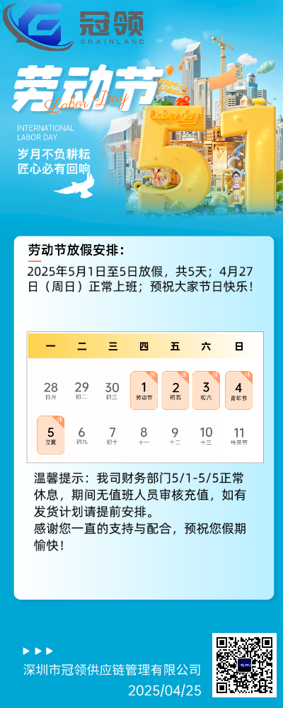 关于2025年五一劳动节放假安排通知